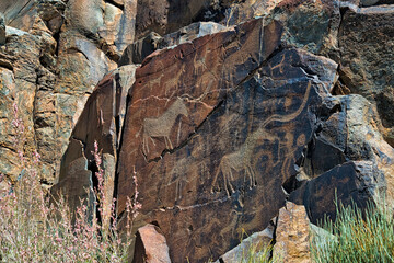 Petroglyph in Tamgaly, UNESCO World Heritage Site, Kazakhstan