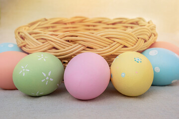 Basket with Easter eggs.