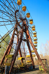 Naklejka premium Ukraine, Pripyat, Chernobyl. Amusement park, Ferris wheel.