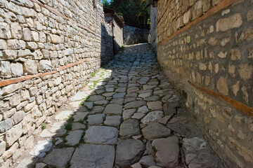 Old house and cobbled street, Lahij village on the southern slopes of Greater Caucasus, Ismailli region, Azerbaijan