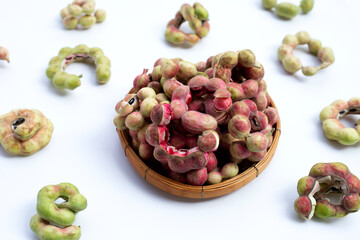 Manila tamarind fruit isolated on white background