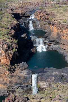 Western Australia, Kimberley, Hunter River Region. Mitchell River National Park, Aerial View Of Mitchell Falls.