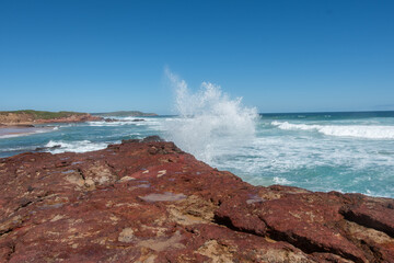 waves crashing on the beach