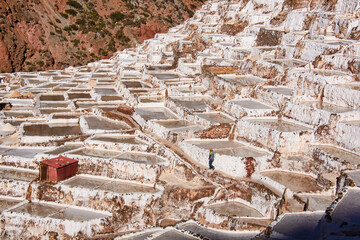 Beautiful view of the salt pans of Maras, Sacred Valley, Peru 
