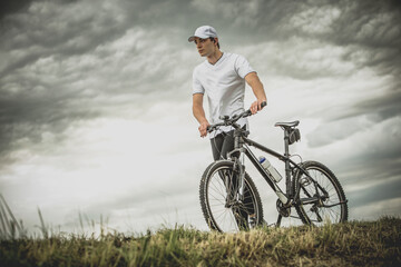 Fototapeta premium Man with the Bicycle
