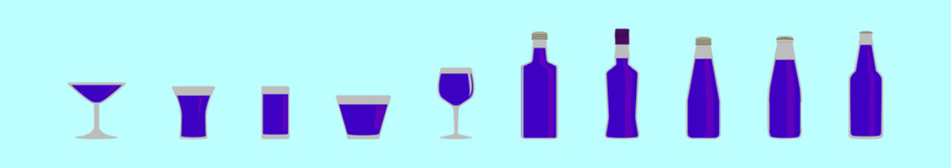 set of cocktail cartoon icon design template with various models. vector illustration isolated on blue background