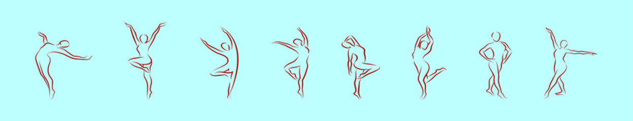 set of slimming cartoon icon design template with various models. vector illustration isolated on blue background