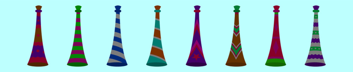 set of vuvuzela cartoon icon design template with various models. vector illustration isolated on blue background