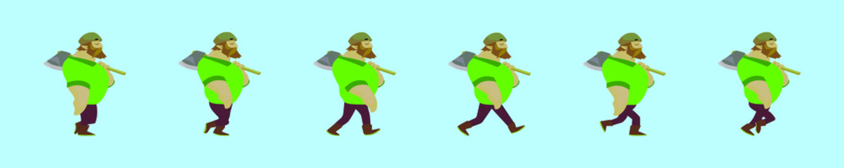 set of walk cycle cartoon icon design template with various models. vector illustration isolated on blue background