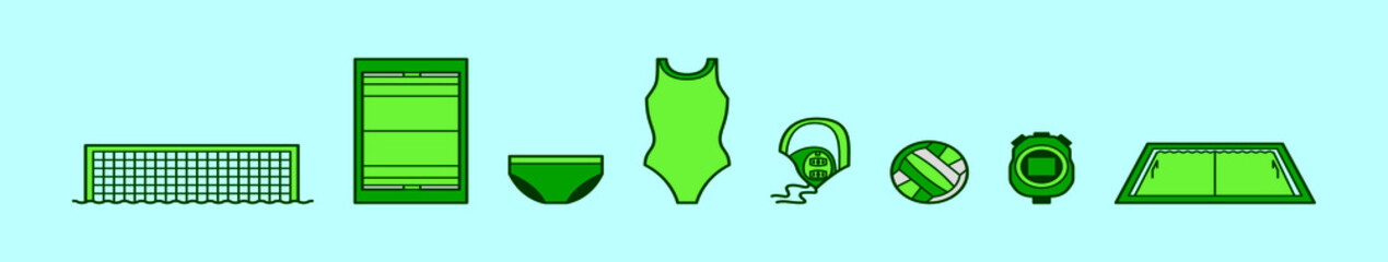 set of water polo sports cartoon icon design template with various models. vector illustration isolated on blue background