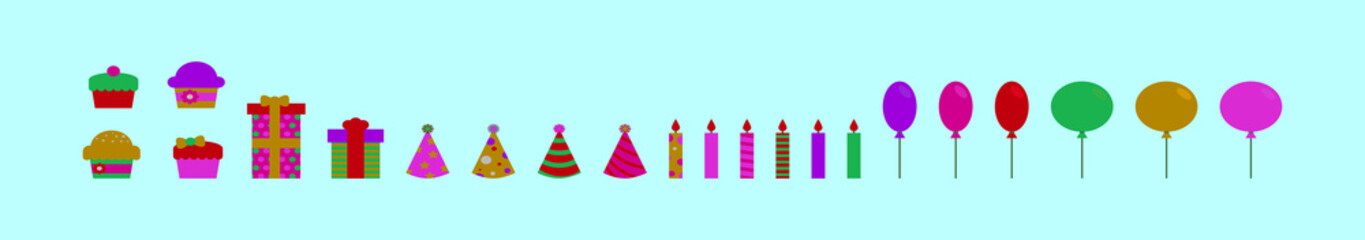 set of party elements cartoon icon design template with various models. vector illustration isolated on blue background