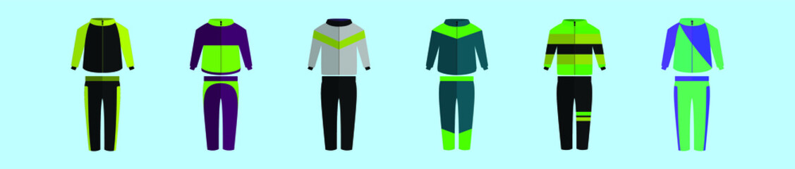 set of wind breaker cartoon icon design template with various models. vector illustration isolated on blue background