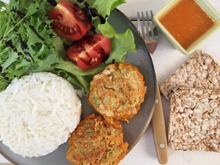 cutlets with rice and vegetables