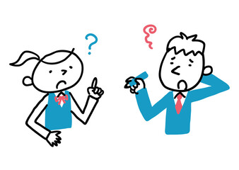 悩んでいる制服の学生の男女　上半身