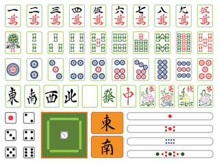 線画 七筒 麻雀牌 牌 イラスト アイコン Wall Mural Nissat