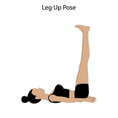 Leg Up Pose Yoga workout. Healthy lifestyle vector illustration