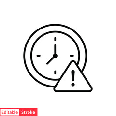Expiry line icon. Simple outline style for web and app. Alert, alarm, clock circular with exclamation mark concept. Vector illustration isolated on white background. Editable stroke EPS 10
