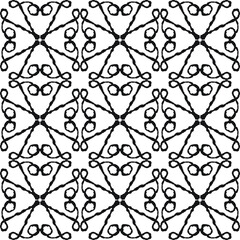 Fototapeta premium Simple geometric black zigzag lines with small circles in a freehand rough edge style repeating pattern against a white background, vector illustration