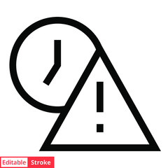 Expiry line icon. Simple outline style for web and app. Alert, alarm, clock circular with exclamation mark concept. Vector illustration isolated on white background. Editable stroke EPS 10