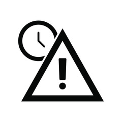 Glyph Expiry icon. Simple solid style for web and app. Alert, alarm, clock circular with exclamation mark concept. Vector illustration isolated on white background. EPS 10