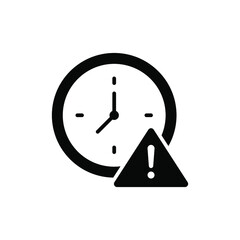 Glyph Expiry icon. Simple solid style for web and app. Alert, alarm, clock circular with exclamation mark concept. Vector illustration isolated on white background. EPS 10