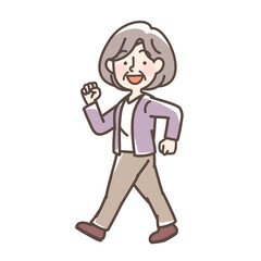 ウォーキングするおばあさん