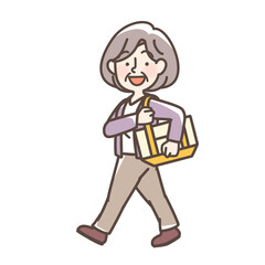 買い物にでかけるおばあさん