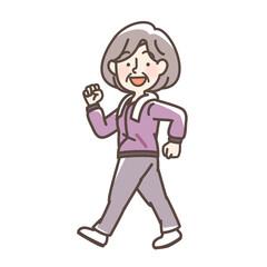 ウォーキングするおばあさん