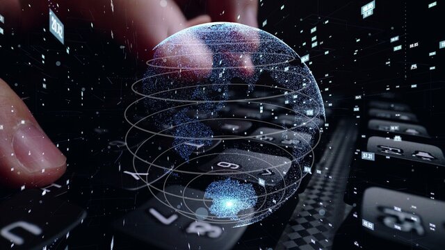 Man working on computer with graphic of mathematics coding modernization showing concept computer software development and programming science . - Powered by Adobe