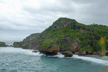 Beautiful view of Siung Beach in Gunungkidul, Indonesia (Pantai Siung, Gunungkidul, Yogyakarta)