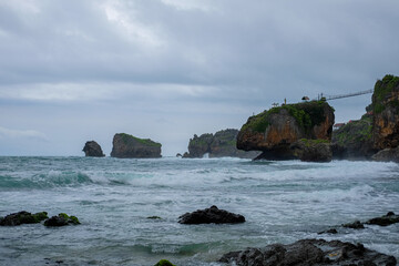 Beautiful beach waves in Gunungkidul, Indonesia