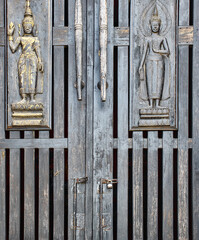 old wooden door in the church