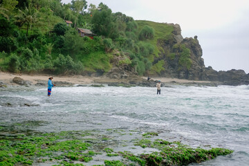 Beautiful view of Siung Beach in Gunungkidul, Indonesia (Pantai Siung, Gunungkidul, Yogyakarta)