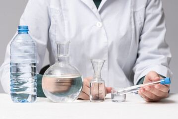 Scientist is analysing and testing a water concept.