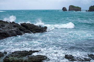 Beautiful beach waves in Gunungkidul, Indonesia