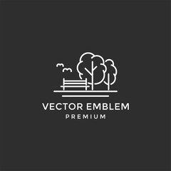 Garden line vector template logo design on black background