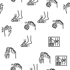 Gout Health Disease Vector Seamless Pattern Thin Line Illustration