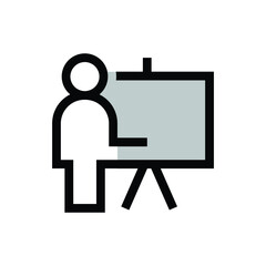 classroom, teaching icon, teacher and blackboard vector