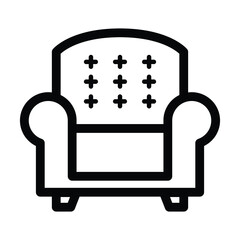 sofa armchair icon, home interior vector