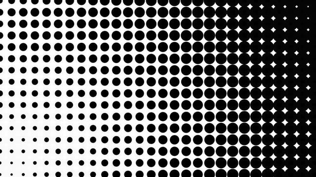 Half tone, Black and white dots for background.
