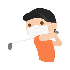 マスクをしてゴルフをしてる若い女性のイラスト 女性はゴルフクラブでスイングしてる Wall Mural Yukimco マスクをしてゴルフをしてる若い女性のイラスト 女性はゴルフクラブでスイングしてる Wall Mural Yukimco