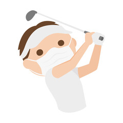 ゴルフをしてる若い男性のイラスト 男性はゴルフクラブでスイングしてる Wall Mural Yukimco ゴルフをしてる若い男性のイラスト 男性はゴルフクラブでスイングしてる Wall Mural Yukimco