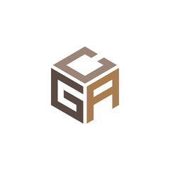 Hexagon logo. CGA letter vector design