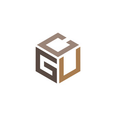 Hexagon logo. CGU letter vector design