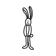 The Easter bunny. Big-eared Easter rabbit.Hand-drawn vector illustration in the doodle style. Design for Easter