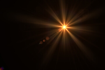 Beautiful optical lens flare effect Golden sun light