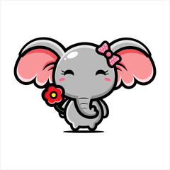 cartoon cute female elephant vector design
