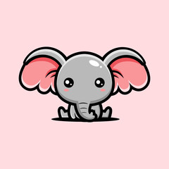vector design of cute cartoon elephant sitting