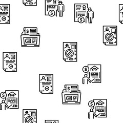 Allowance Finance Help Vector Seamless Pattern Thin Line Illustration