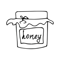 Vector image of jars of honey on a white background